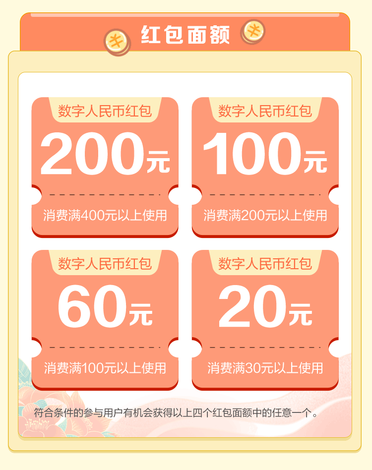 满400减200<strong></p>
<p>币满</strong>！荔湾第二轮数字人民币红包开抢了！