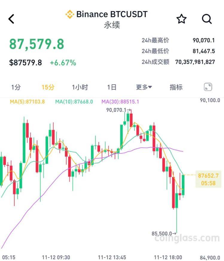 比特币摸高9万美元后<strong></p>
<p>星联交易所</strong>，跳水！超26万人爆仓