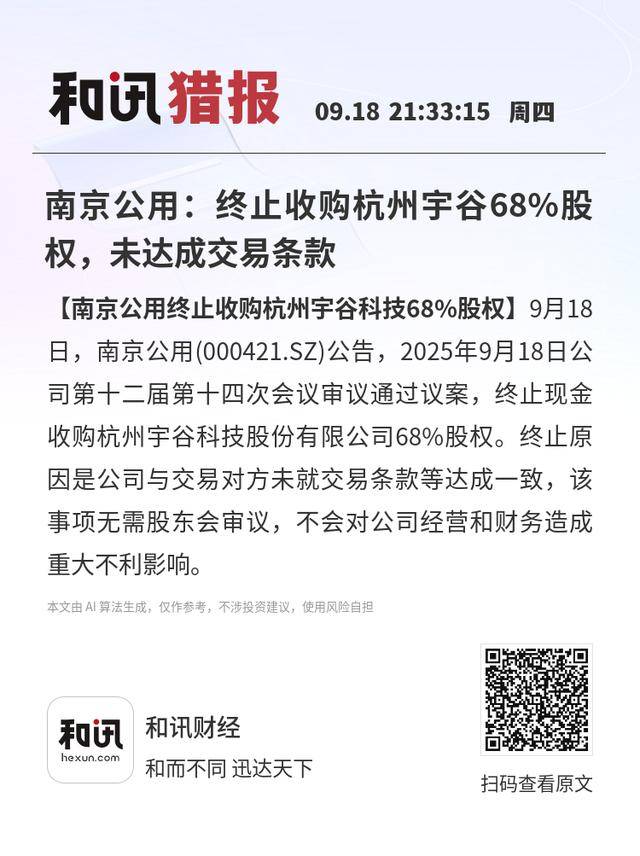 南京公用：终止收购杭州宇谷68%股权<strong></p>
<p>山东威达股票</strong>，未达成交易条款